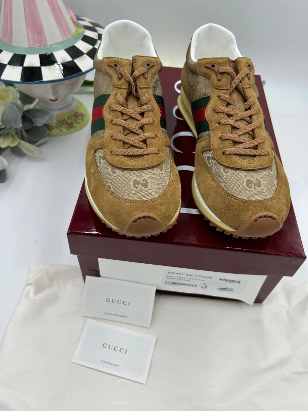 Men’s Gucci Re-Motion GG Canvas & Suede Sneakers.  Size 9.  Made in Italy